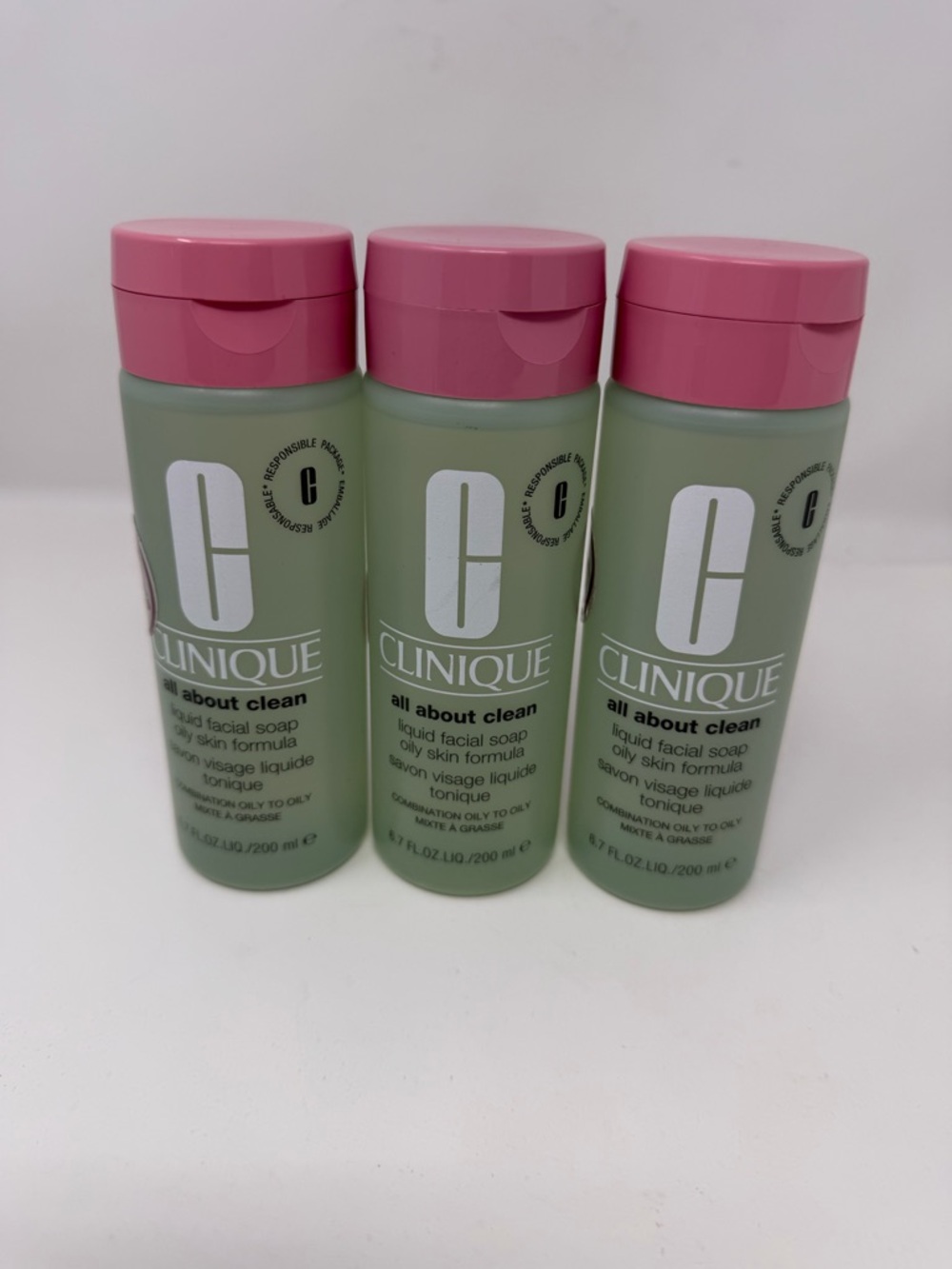 Clinique All About Clean Liquid Facial Soap - Pink Cap / Green Bottle